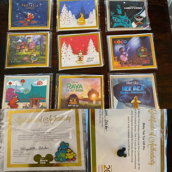 New Set of 10 Disney Movie Club Limited Edition Trading Pins & Certificates - Picture 1 of 3